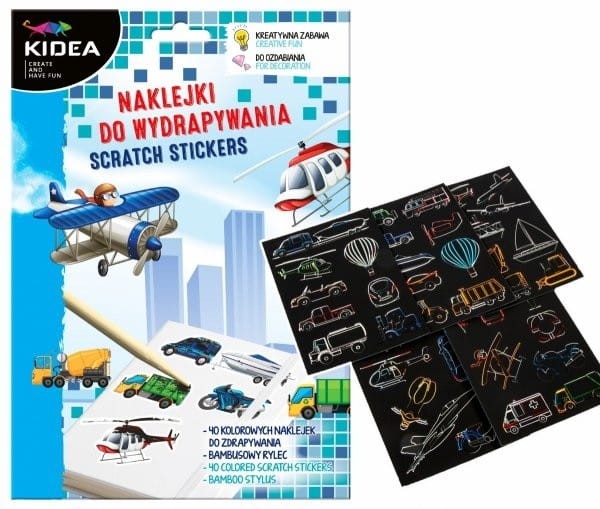 Naklejki do wydrapywania wydrapywanki Pojazdy Kidea