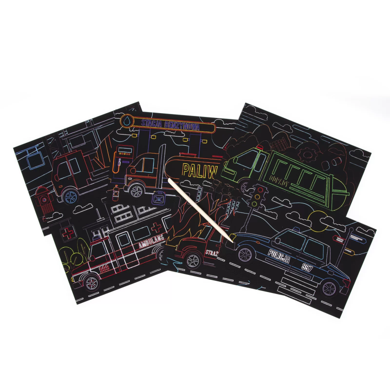 Wydrapywanki Pojazdy 6 arkuszy Kidea