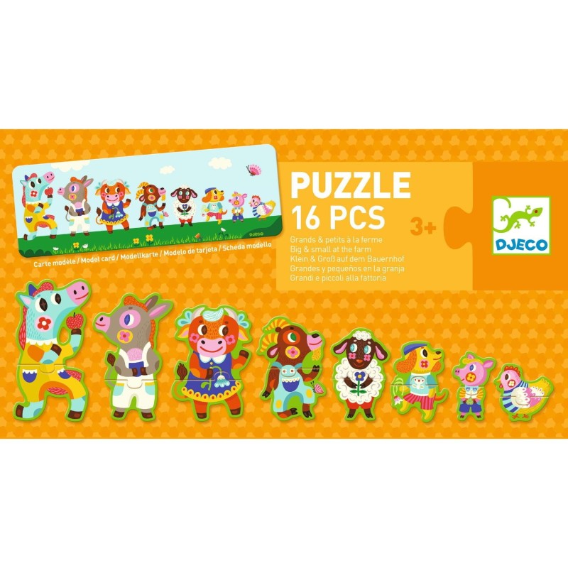 Puzzle 2-elementowe Zwierzątka duże i małe Djeco