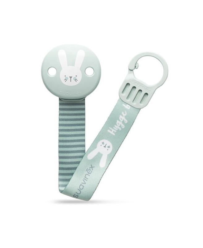 Klips do smoczka z tasiemką Królik miętowy Hygge - Suavinex