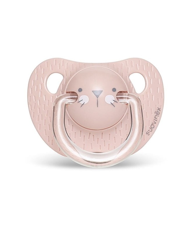 Smoczek anatomiczny silikonowy 0-6m Kotek różowy Hygge - Suavinex