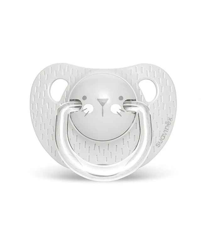Smoczek anatomiczny silikonowy 0-6m Kotek szary Hygge - Suavinex