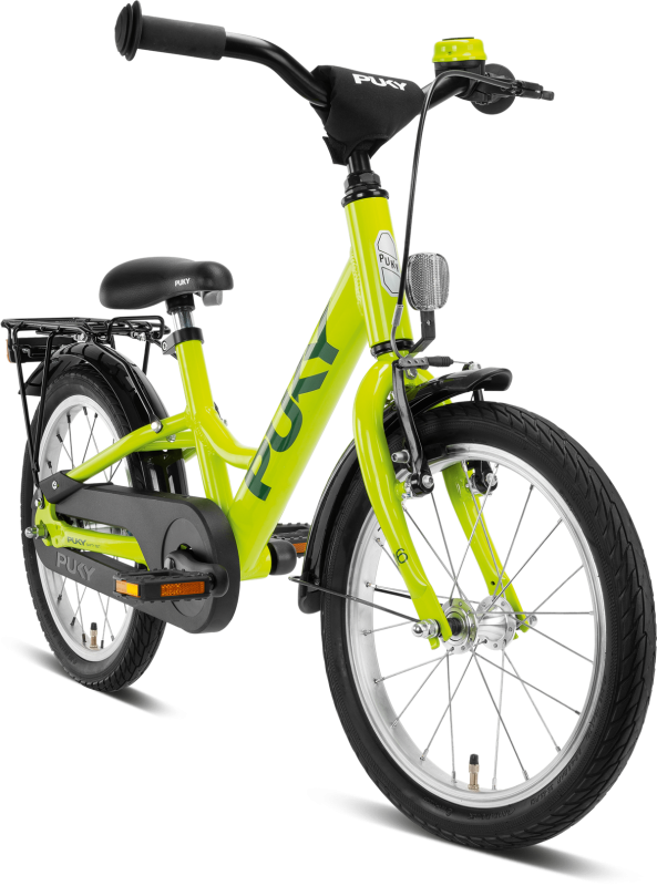 Rower dziecięcy z bagażnikiem YOUKE 16 limonkowy PUKY