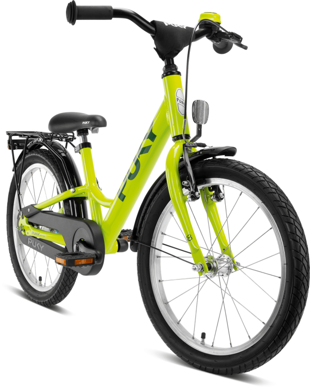 Rower dziecięcy z bagażnikiem YOUKE 18 cali limonkowy PUKY