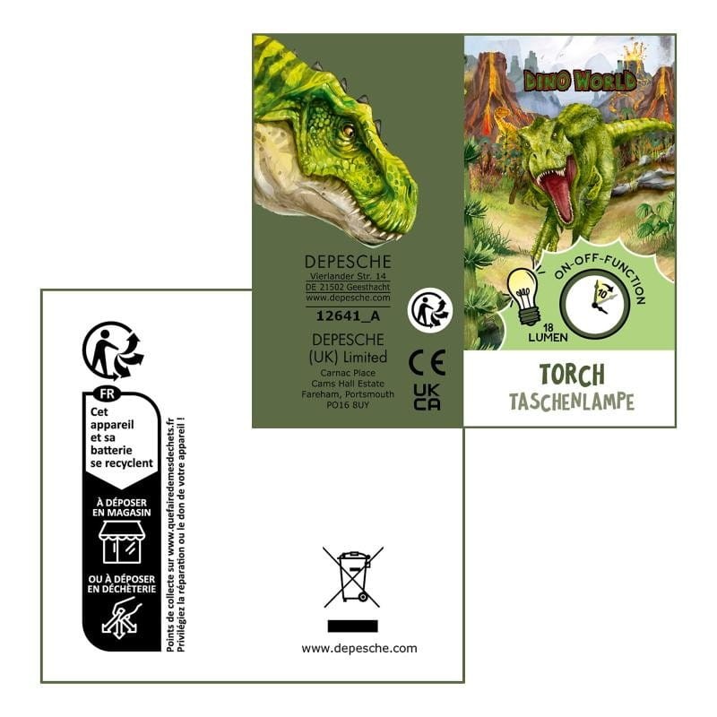 Latarka dla dzieci z timerem niebieska - Dino World