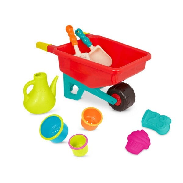 Taczka dla dzieci z konewką i zabawkami do piasku b.toys
