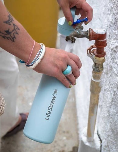 LifeStraw termiczna butelka ze stali nierdzewnej z filtrem membranowo-węglowym 0,5l Provence Purple