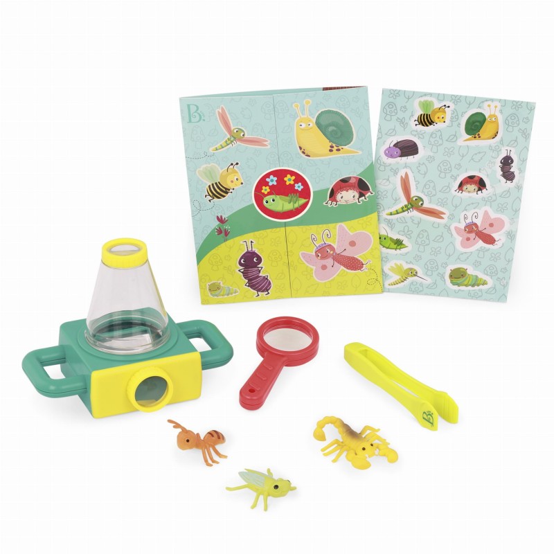 Pojemnik do obserwacji robaczków z lupą, pęsetą, naklejkami b.toys
