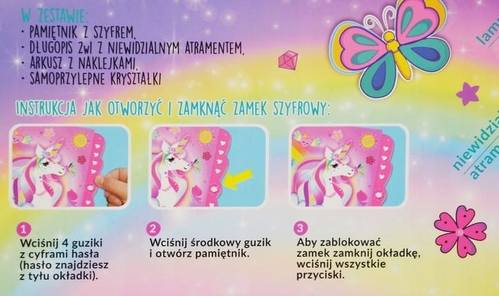 Pamiętnik na kod z naklejkami i długopisem UV ToysInn
