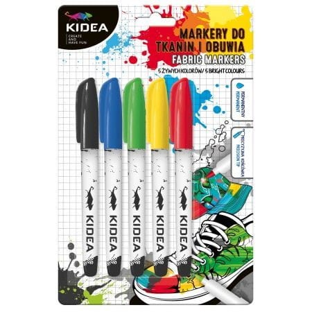 Pisaki do tkanin i obuwia 5 kolorów Kidea