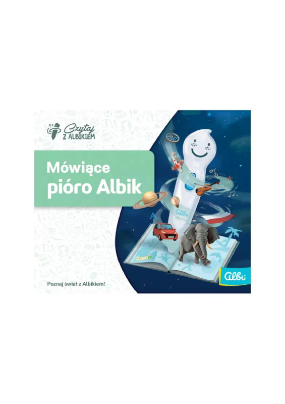 Mówiące pióro Albik, ładowarka i naklejki Czytaj z Albikiem