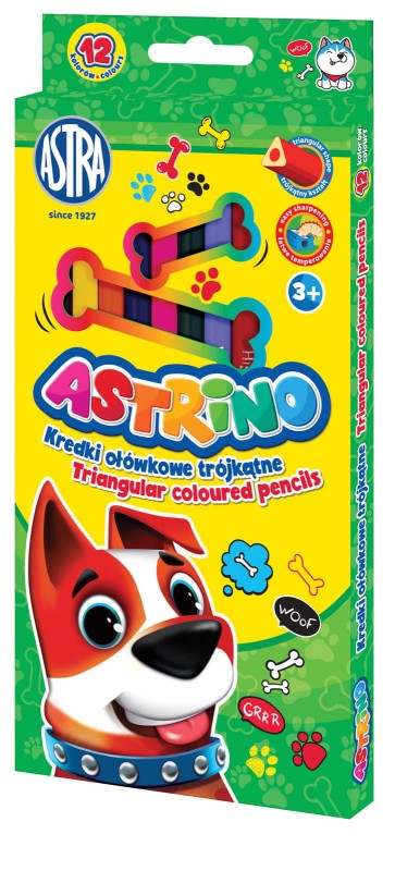 Kredki ołówkowe trójkątne 12 kolorów Astrino Astra