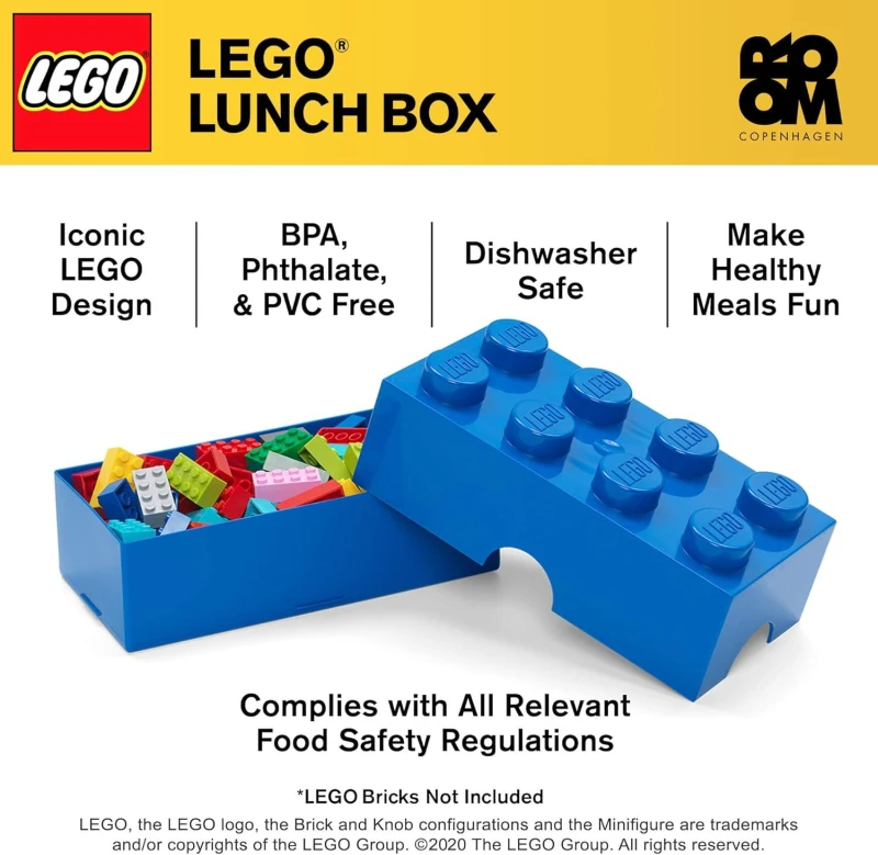 Lego pudełko klocek niebieski, lunchbox, piórnik, pojemnik