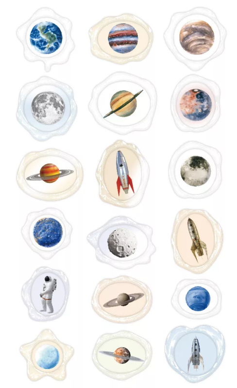 Naklejki z planetami 18 szt. woskowe Avenir