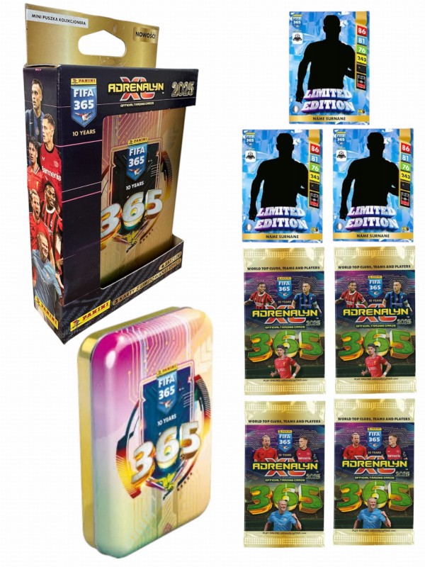 Mini Puszka 4 Saszetki 3 Karty Limited Piłkarskie FIFA 365 2025 ADRENALYN XL PANINI