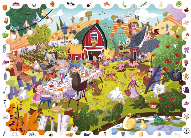 Detektywistyczne puzzle z lupą gra farma 108 el. Ludattica