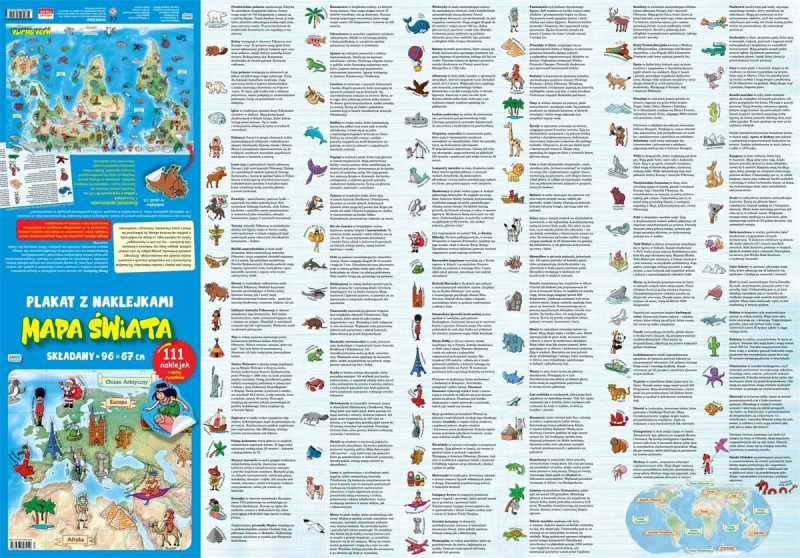 Mapa świata. Plakat z naklejkami 96 x 60 cm