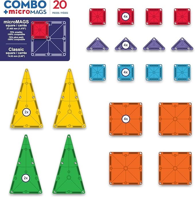 Klocki Magnetyczne microMAGS 20 el. COMBO MAGNA-TILES