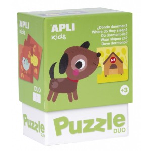 Puzzle dwuelementowe Gdzie mieszkają zwierzątka? - Apli Kids
