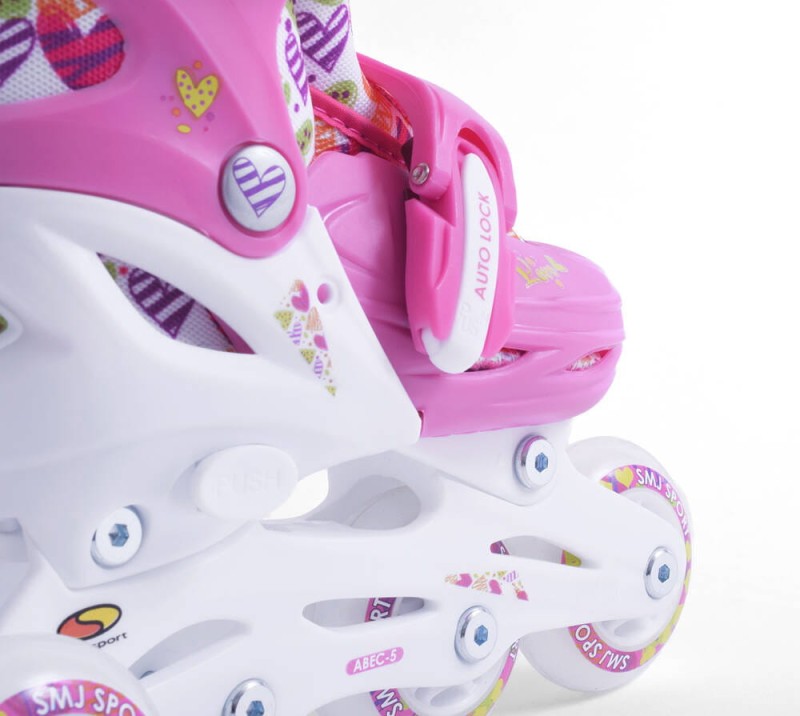 Wrotki Rolki LED 2w1 regulowane rozmiar 26-29 Hearts SMJ Sport