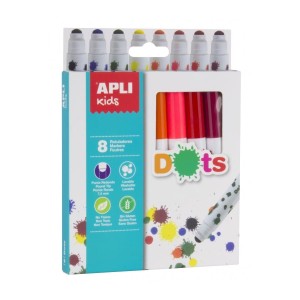 Pisaki Kropkowe Flamastry 8 szt. - Apli Kids