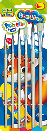 Pędzelki szkolne Bambino 6 szt. o farb i kleju