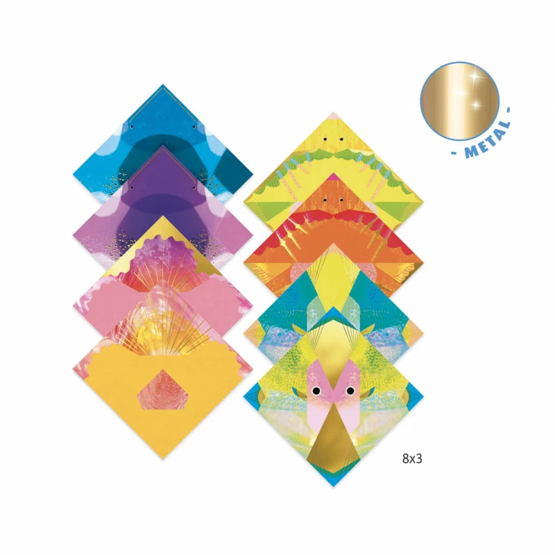 Origami Morskie Zwierzęta metaliczne kartki Djeco