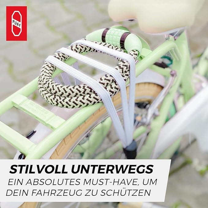 Zapięcie rowerowe na szyfr 70 cm Puky LOCKSTAR zielone