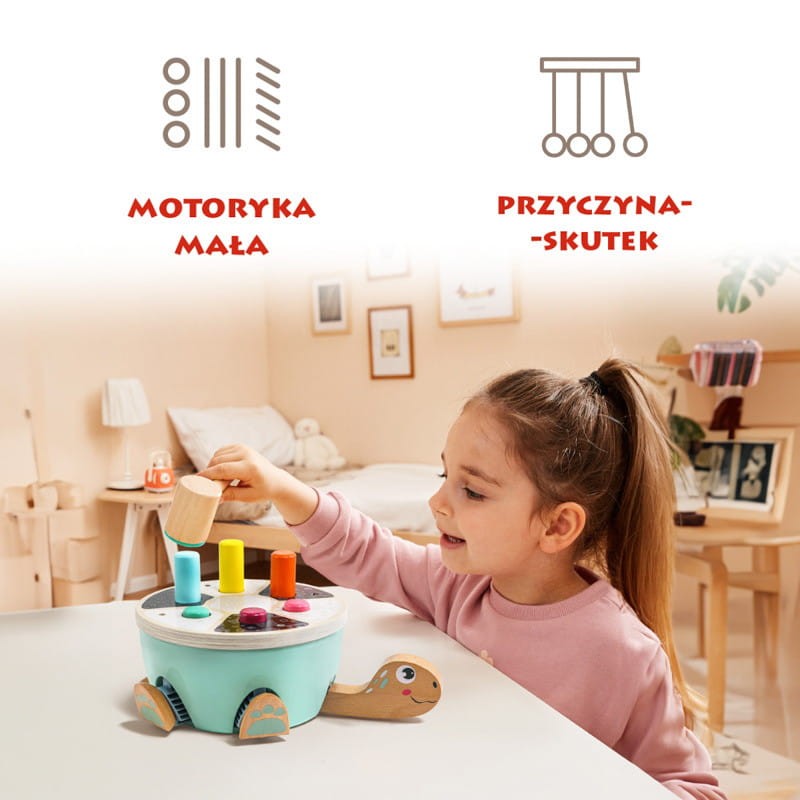 Żółw drewniana przybijanka z młotkiem TOPBRIGHT