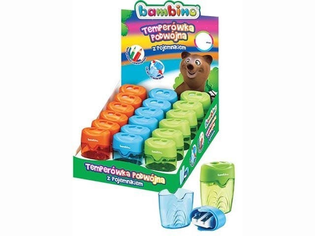 Temperówka podwójna z pojemnikiem 1 szt. BAMBINO
