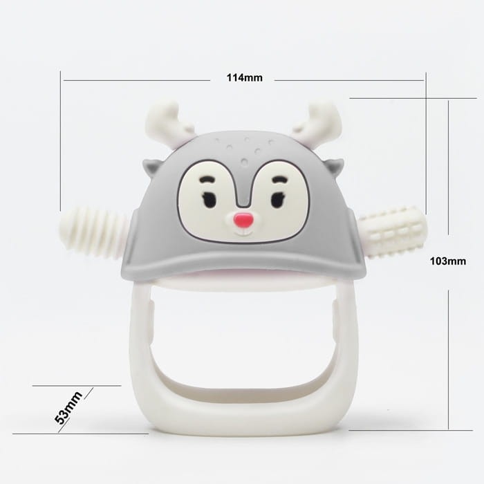 Gryzak silikonowy na rączkę Renifer szary Smily Mia