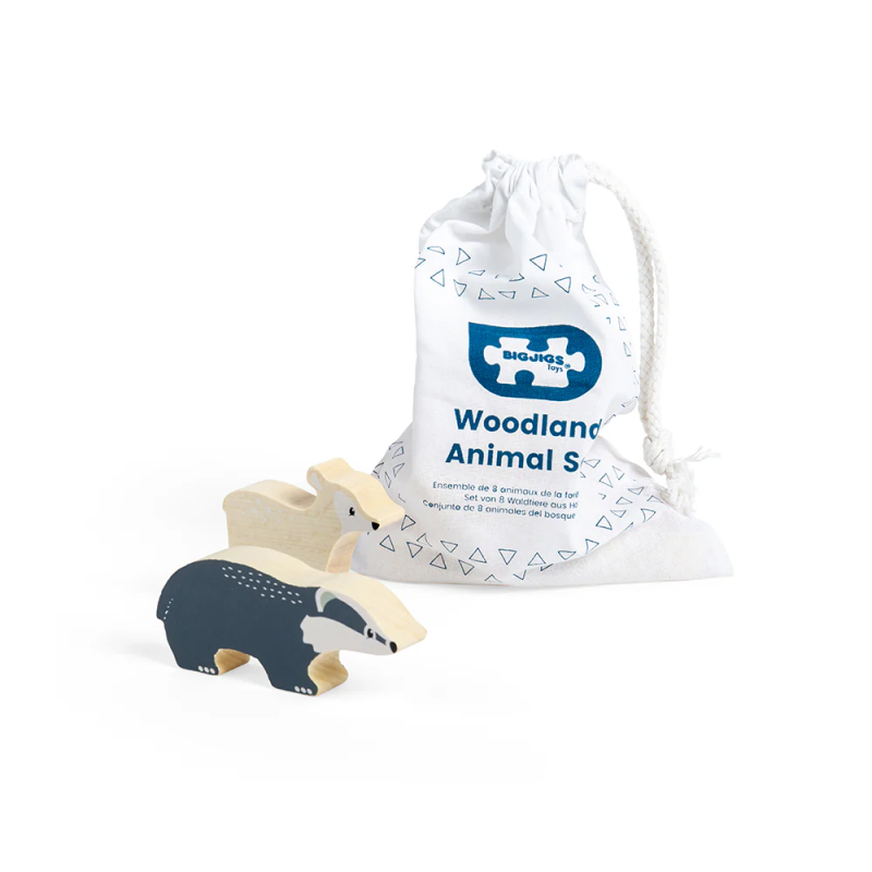 Zwierząta leśne drewniane figurki 8 szt. Bigjigs toys