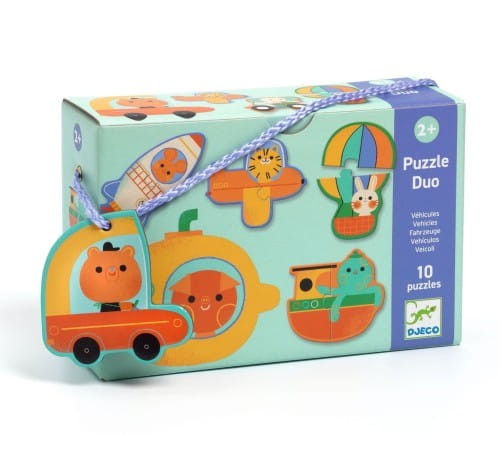 Puzzle dwuelementowe Pojazdy Djeco