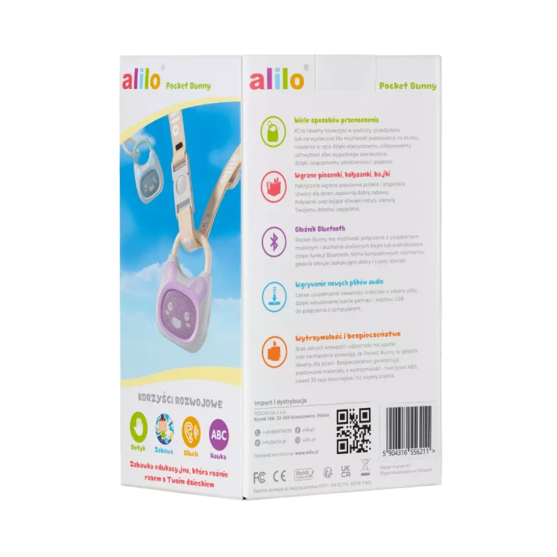 Alilo głośnik Bluetooth Pocket Bunny K1 fioletowy