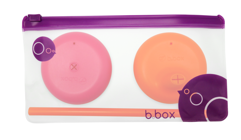 B.box silikonowe nakładki na kubek, słomka, etui Silicone lids róż