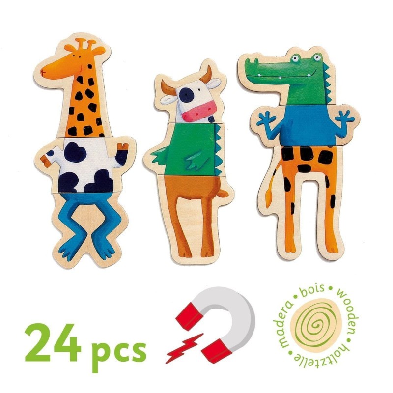 Puzzle magnetyczne Szalone Zwierzątka - Djeco
