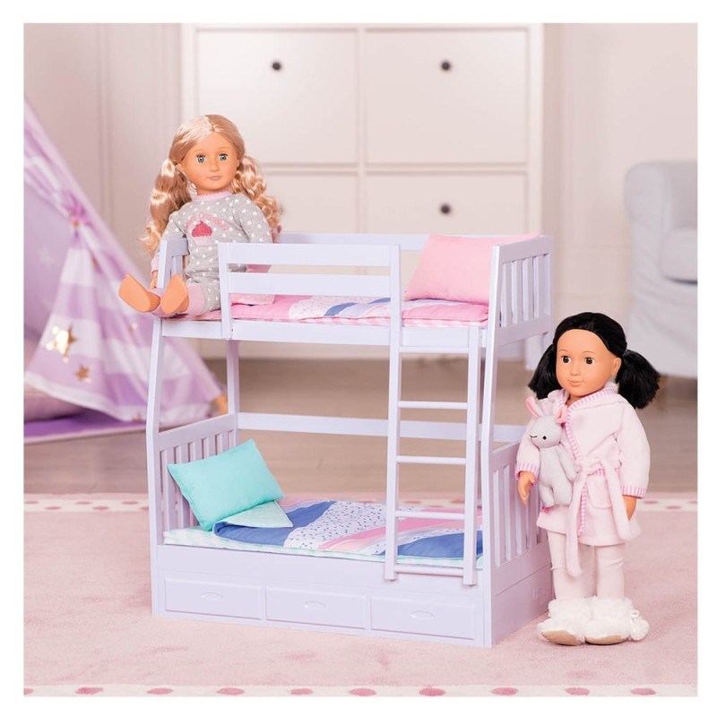 Piętrowe łóżko dla Lalek 55 cm lila - Our Generation