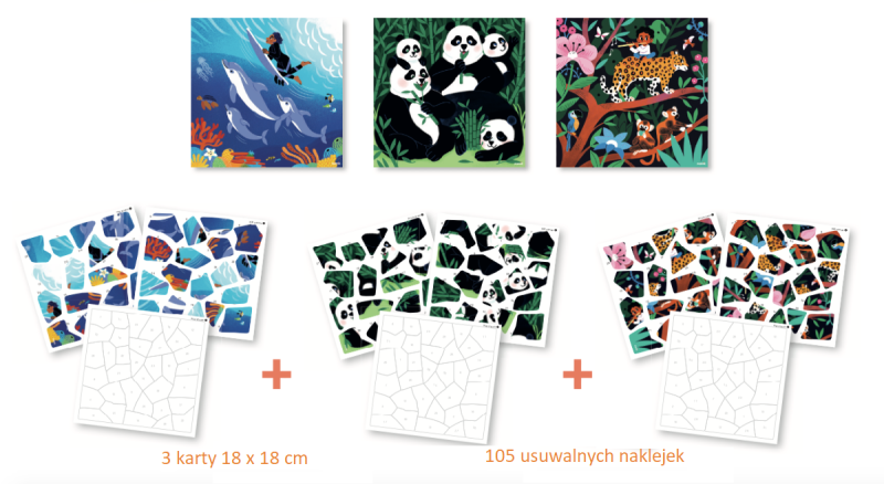 Puzzle Naklejki Dzikie Zwierzęta - Poppik