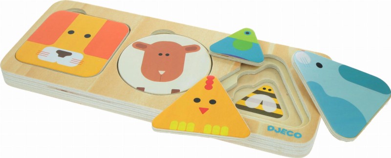 Puzzle Drewniane Zwierzątka Kształty - Djeco