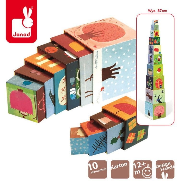 Piramida Wieża 10 Kostek Pory Roku - Janod