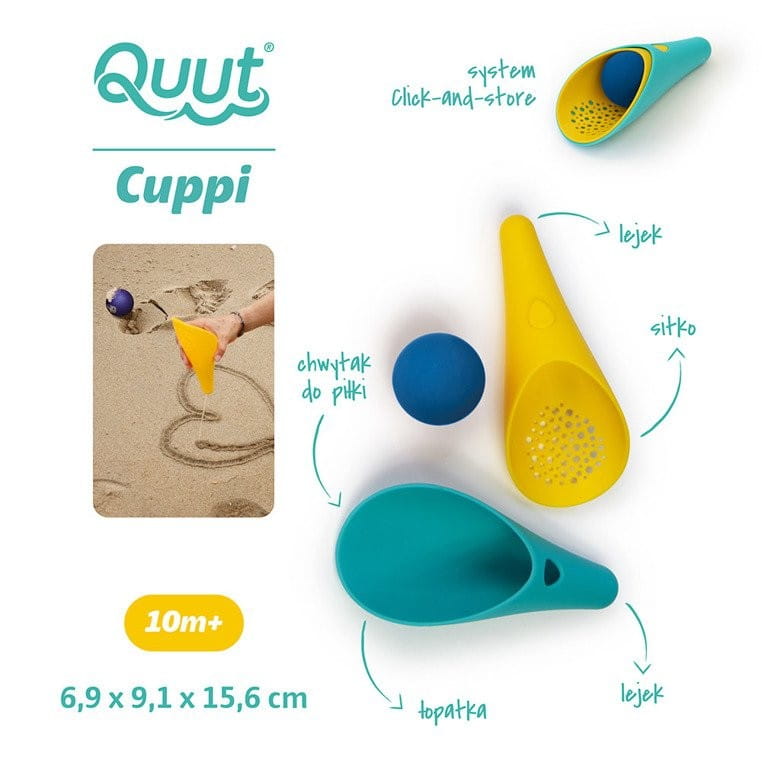 Zestaw 2 łopatki Sitko Lejek z Piłeczką Cuppi Blue ball - Quut