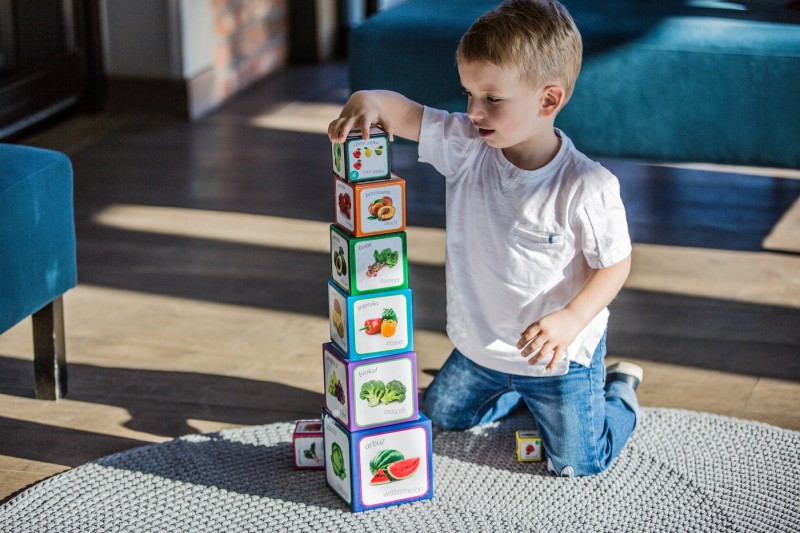 Kartonowe Klocki Wieża Owoce i Warzywa - Piramida Zabaw