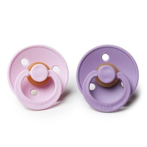Smoczek Uspokajający z Naturalnego Kauczuku S 0-6 mies. Lavender & Baby Pink 2-pack - BIBS
