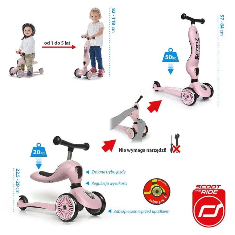 Hulajnoga Jeździk Highwaykick1 Rose - Scoot & Ride