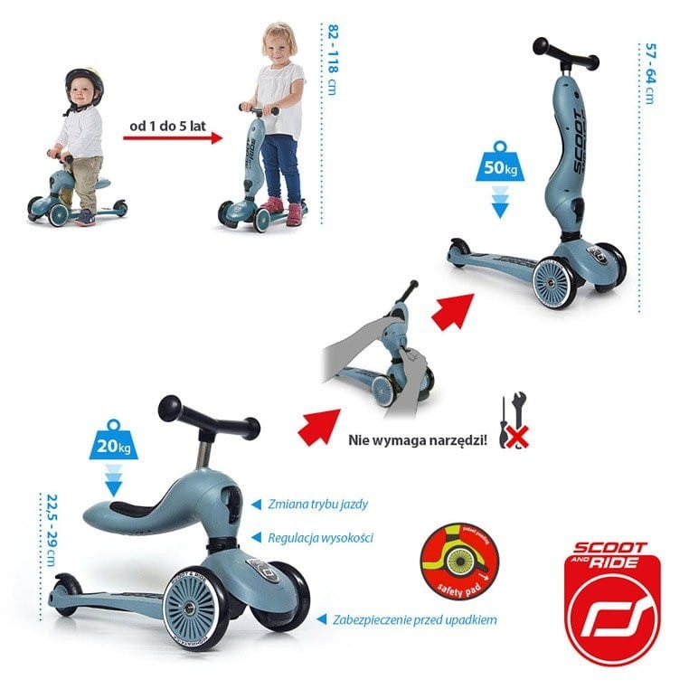Hulajnoga Jeździk Highwaykick1 Steel - Scoot & Ride