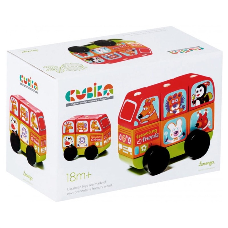 Drewniany Autobus z Klockami - Cubika