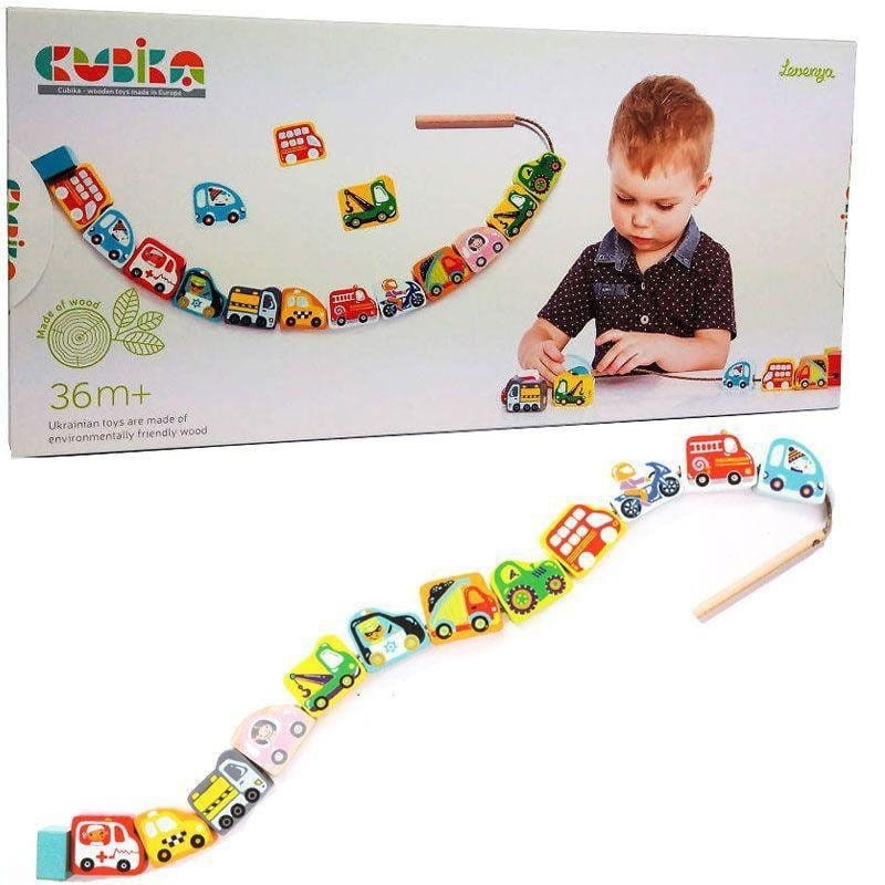 Drewniana nawlekanka Samochody - Cubika