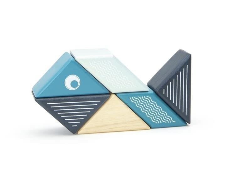 Drewniane klocki magnetyczne Travel Pals Wieloryb - Tegu