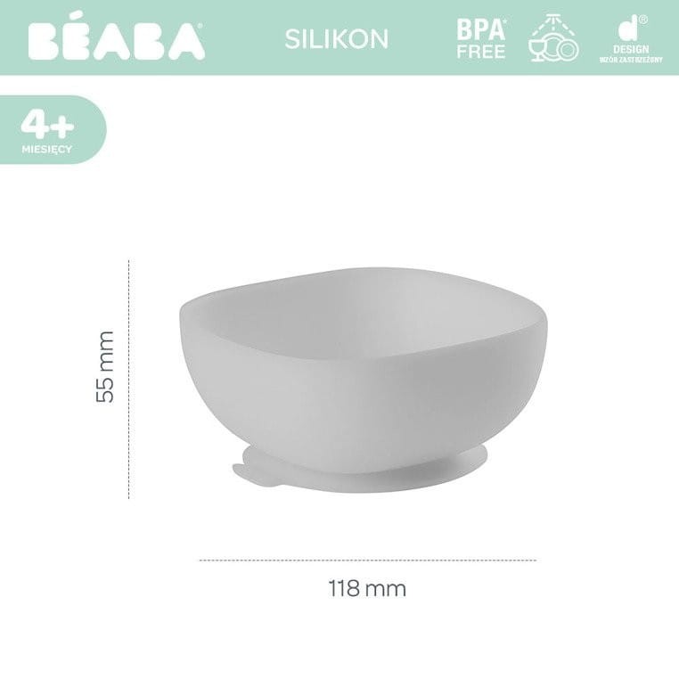 Miseczka Silikonowa z Przyssawką 240 ml Szara - Beaba