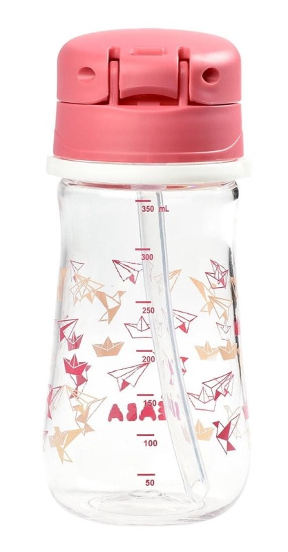 Bidon Tritanowy Butelka ze Słomką 350 ml Różowy - Beaba